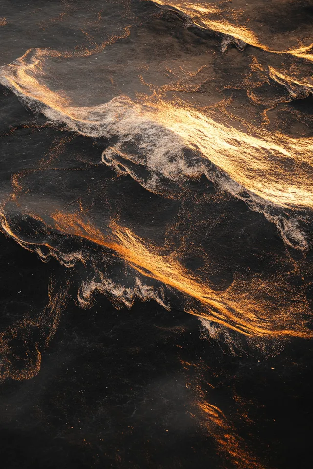 Evening Ocean Waves at Black Sand Beach with Dramatic Twilight Light