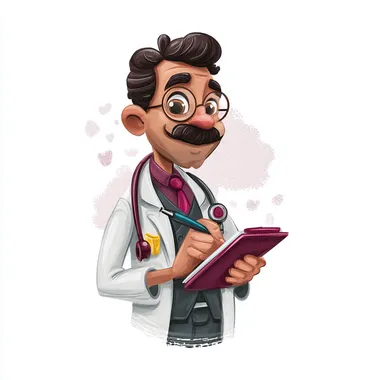 Doctor Taking Notes,Logo design,IN Alegria style, illustration ,white background   l35ioev
