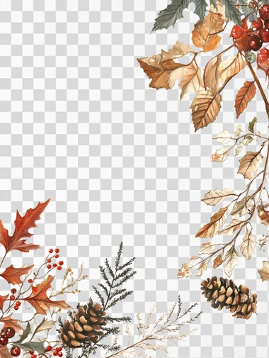 Christmas Corner Border decoration Png, isolated