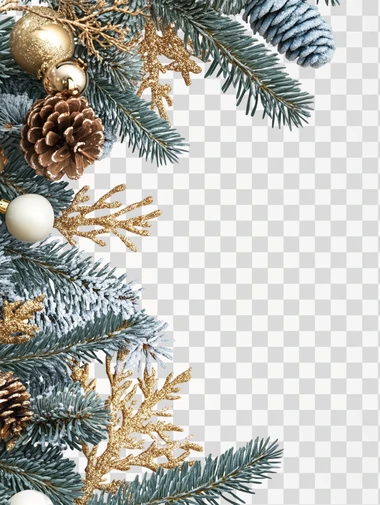 Christmas Corner Border decoration Png, isolated