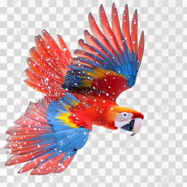 A colorful macaw in flight, isolate on white background   --s 750