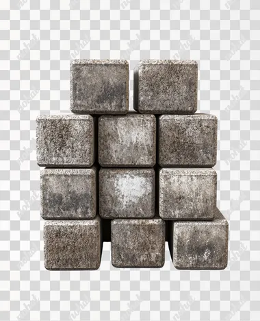 High-resolution image of concrete blocks, isolated on a white background