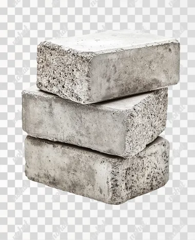High-resolution image of concrete blocks, isolated on a white background