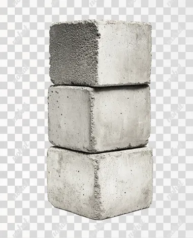 High-resolution image of concrete blocks, isolated on a white background