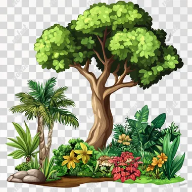 tropical rainforest, tree, mayan, enviroment, sticker, white background, clip art, svg  gd2r1j1
