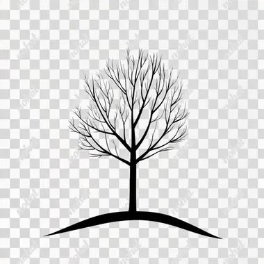 Minimalist cartoon tree clipart, simple line art drawing style.