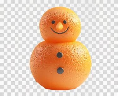 an orange colored snowman infront of an white background