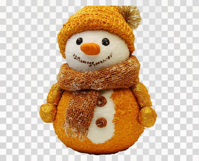 Vibrant Orange Snowman Against a White Canvas