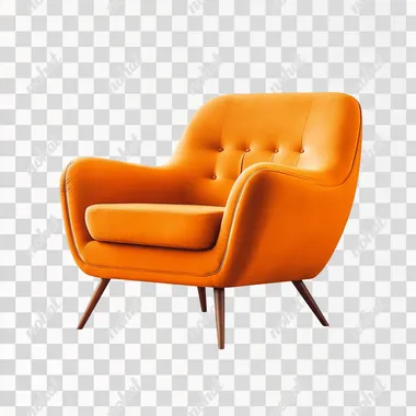 generate a real image of an orange armchair. White background
