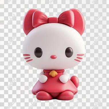 a super cute hello kitty in front of a white background, 8k