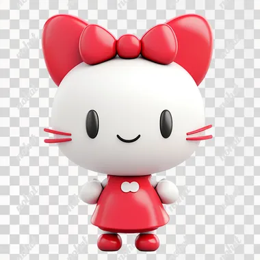a super cute hello kitty in front of a white background, 8k