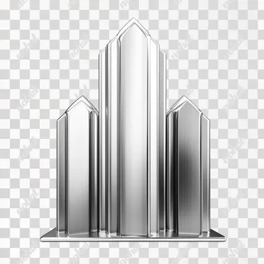 3d icon metallic, landmark of the move, silver color, white background