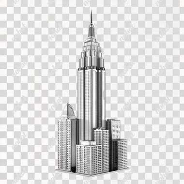 3d icon metallic, landmark of the move, silver color, white background