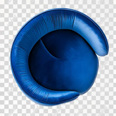 Modern design blue chair isolated on white background half side top view