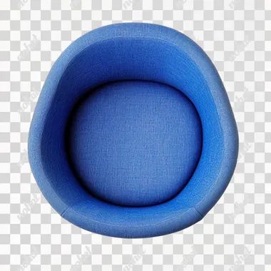Modern design blue chair isolated on white background half side top view