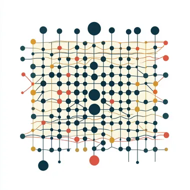 an illustration of an artificial deep neural network on white background