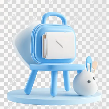 High-quality, high-resolution 3D icon, 3D graphic design, 3D school icon with clean and minimal design. 3D school graphic in white and blue tones, white background, natural lighting.