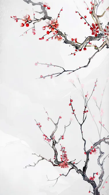 Poster design, large area of white, snow, plum blossom,
