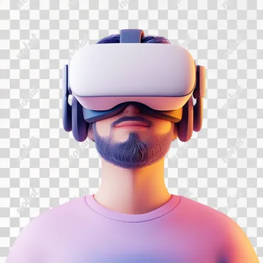 a man who are wearing VR, 3d-style icon