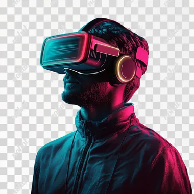 a man who are wearing VR, 3d-style icon