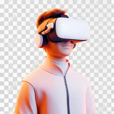 a man who are wearing VR, 3d-style icon