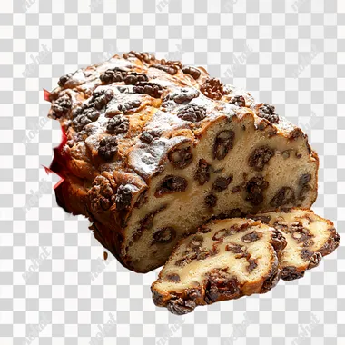 ultra realistic uhd photo of Stollen , on white plain isolated, front view,clear contours and boundaries, contrast, standalone full object, no shadows, lifelike accuracy, commercial photoshoot     --s 750
