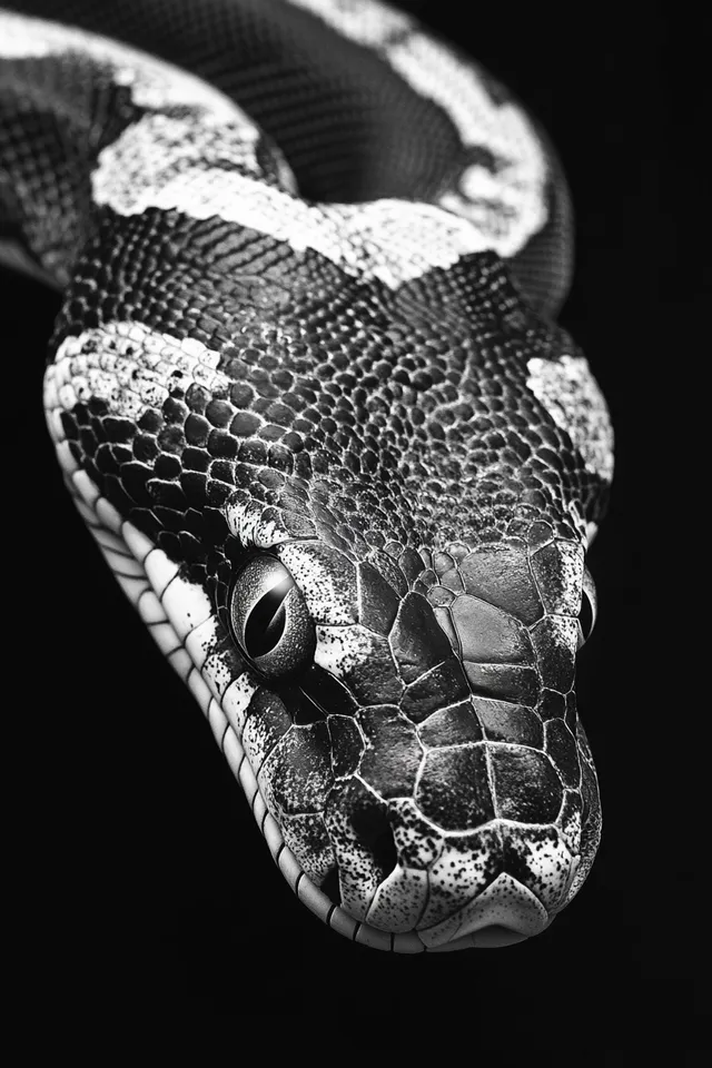 Black and White Snake Tattoo Design from Nature, High Contrast Art