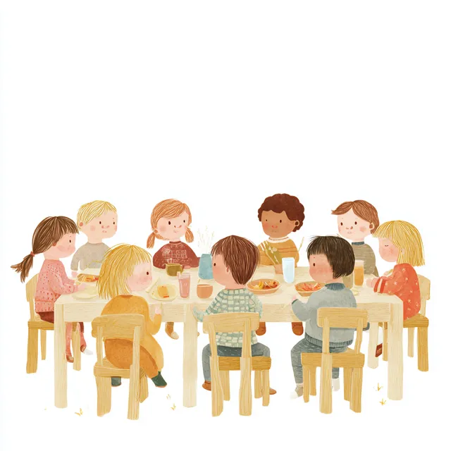 Kindergarten Children Dining Together