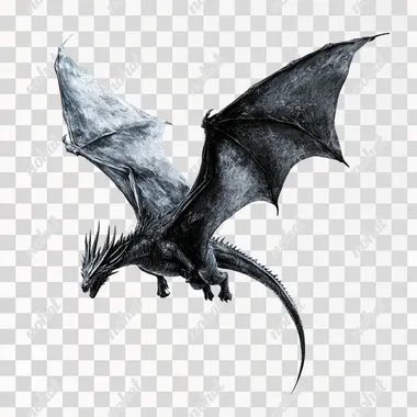 Flying dragon from Harry Potter on white background