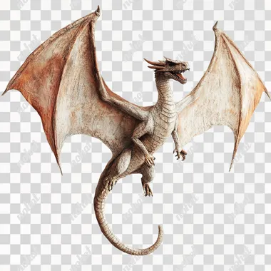 Flying dragon from Harry Potter on white background