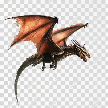 Flying dragon from Harry Potter on white background