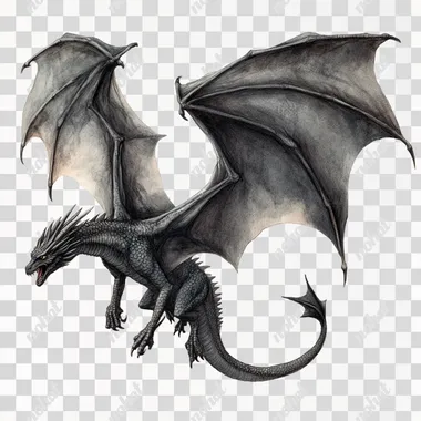 Flying dragon from Harry Potter on white background