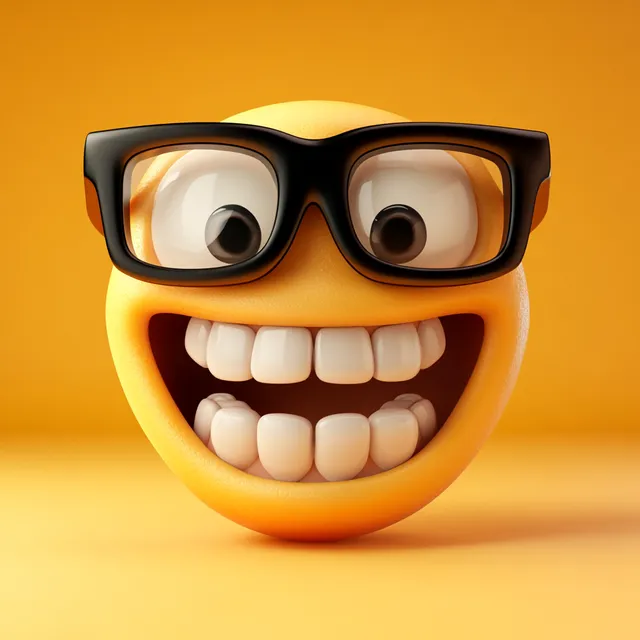 Pixar-Style Emoji: Glasses and Big Teeth Smiles!