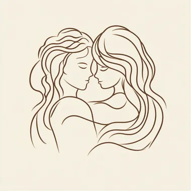 The image of two loving lovers drawn with just one thinnest line, outline icon