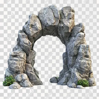 An ancient stone archway, the entrance to an underground world. White background, fantasy style, game asset art, 3D render, hyper-realistic, concept art. In the style of ArtStation.