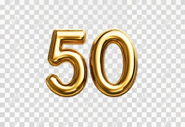 Elegant Golden Number 50 in High Detail