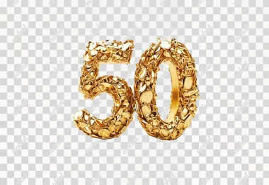 number '50' in gold, high details, on white background,