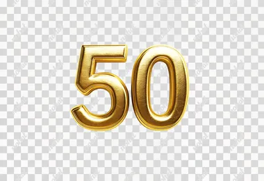 number '50' in gold, high details, on white background,