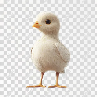 A hen, standing on the floor, white background, 3d animated images