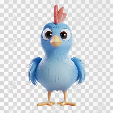 A hen, standing on the floor, white background, 3d animated images