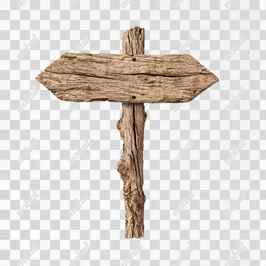 a rustic wooden arrow sign, vector illustration, 3D realistic style, aged wood texture, isolated on white background --s 200  mdildtb