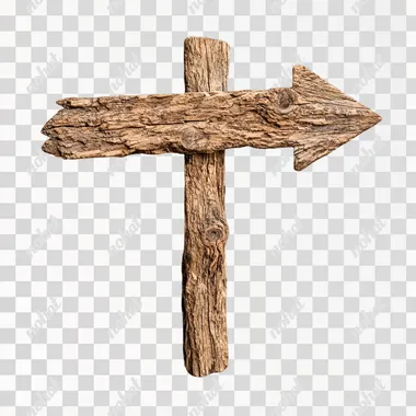 a rustic wooden arrow sign, vector illustration, 3D realistic style, aged wood texture, isolated on white background --s 200  mdildtb