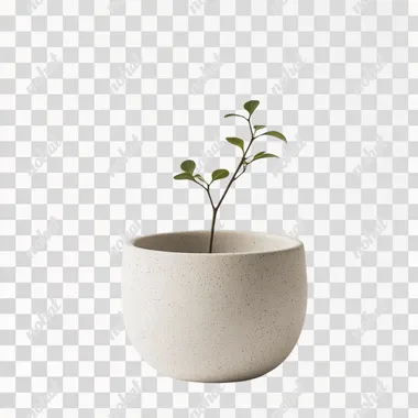 a simple offwhite flowerpot with no pattern on a white background