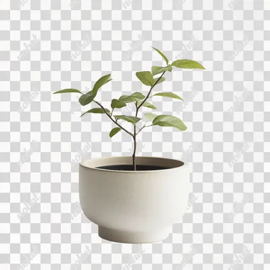 a simple offwhite flowerpot with no pattern on a white background
