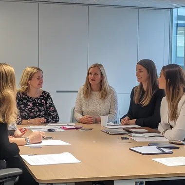 ladies working in legal and compliance sitting in a leadership coaching cohort