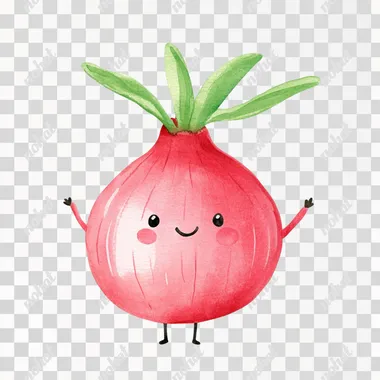simple watercolor illustration of a cute little onion. isolated on a white background, minimal style, children's book aesthetic, no shadows rofile drobq9j