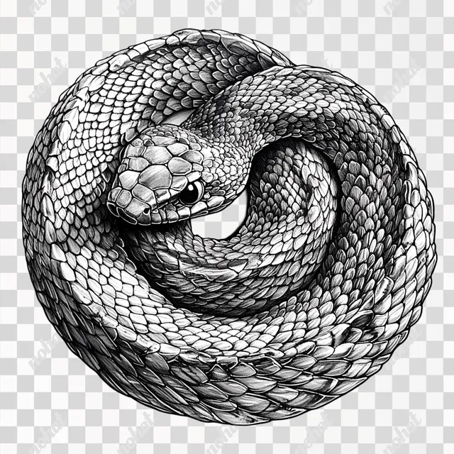 Realistic Coiled Copperhead Snake Tattoo Stencil