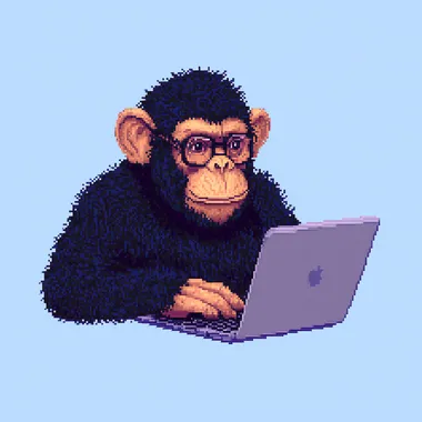 a smart monkey with a laptop, in pixel art style  rofile i9z9h23