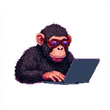 a smart monkey with a laptop, in pixel art style  rofile i9z9h23