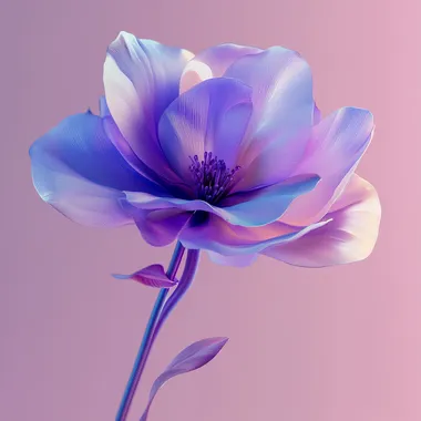 3d flower, 3d space, minimalist, gradient background, studio lighting, super detail, super realistic, purple color, colorful, vibrant color